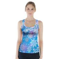 Snowflake Background Blue Purple Racer Back Sports Top by HermanTelo