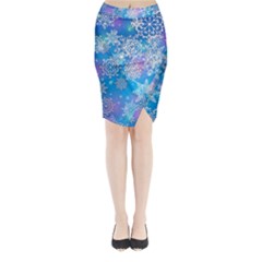 Snowflake Background Blue Purple Midi Wrap Pencil Skirt