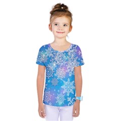 Snowflake Background Blue Purple Kids  One Piece Tee