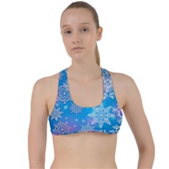 Snowflake Background Blue Purple Criss Cross Racerback Sports Bra by HermanTelo