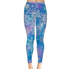 Snowflake Background Blue Purple Inside Out Leggings