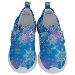 Snowflake Background Blue Purple Kids  Velcro No Lace Shoes by HermanTelo