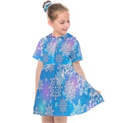 Snowflake Background Blue Purple Kids  Sailor Dress