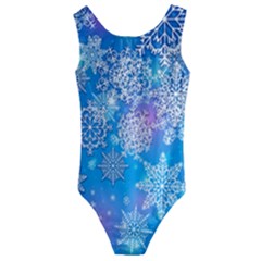 Snowflake Background Blue Purple Kids  Cut-out Back One Piece Swimsuit by HermanTelo