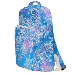 Snowflake Background Blue Purple Double Compartment Backpack by HermanTelo