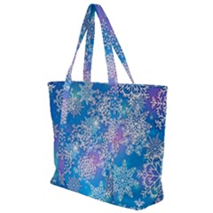 Snowflake Background Blue Purple Zip Up Canvas Bag by HermanTelo