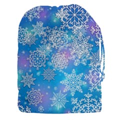 Snowflake Background Blue Purple Drawstring Pouch (xxxl)