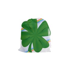 Shamrock Clover Saint Patrick Leaves Drawstring Pouch (small)