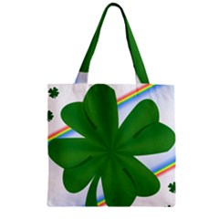 Shamrock Clover Saint Patrick Leaves Zipper Grocery Tote Bag