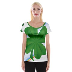 Shamrock Clover Saint Patrick Leaves Cap Sleeve Top