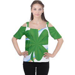 Shamrock Clover Saint Patrick Leaves Cutout Shoulder Tee