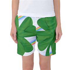 Shamrock Clover Saint Patrick Leaves Women s Basketball Shorts