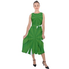 Shamrock Clover Saint Patrick Leaves Midi Tie-back Chiffon Dress by HermanTelo