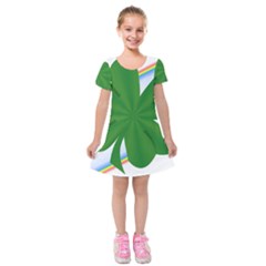 Shamrock Clover Saint Patrick Leaves Kids  Short Sleeve Velvet Dress