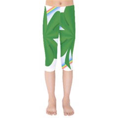 Shamrock Clover Saint Patrick Leaves Kids  Capri Leggings  by HermanTelo