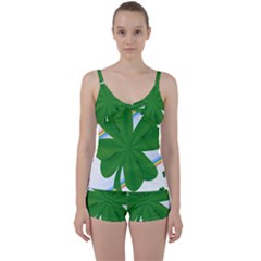 Shamrock Clover Saint Patrick Leaves Tie Front Two Piece Tankini