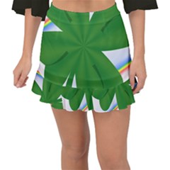 Shamrock Clover Saint Patrick Leaves Fishtail Mini Chiffon Skirt