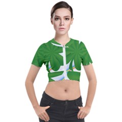 Shamrock Clover Saint Patrick Leaves Short Sleeve Cropped Jacket