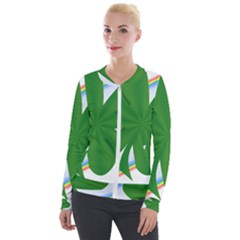 Shamrock Clover Saint Patrick Leaves Velour Zip Up Jacket