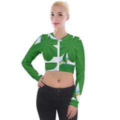 Shamrock Clover Saint Patrick Leaves Long Sleeve Cropped Velvet Jacket