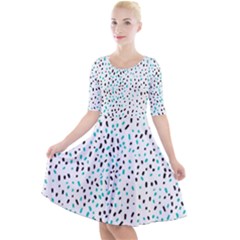 Seamless Texture Fill Polka Dots Quarter Sleeve A-line Dress by HermanTelo