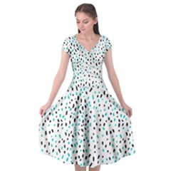 Seamless Texture Fill Polka Dots Cap Sleeve Wrap Front Dress