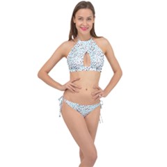 Seamless Texture Fill Polka Dots Cross Front Halter Bikini Set by HermanTelo