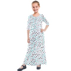 Seamless Texture Fill Polka Dots Kids  Quarter Sleeve Maxi Dress by HermanTelo