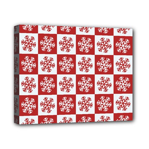 Snowflake Red White Canvas 10  X 8  (stretched)