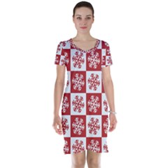 Snowflake Red White Short Sleeve Nightdress