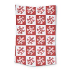 Snowflake Red White Small Tapestry