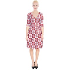 Snowflake Red White Wrap Up Cocktail Dress