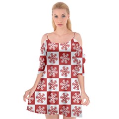 Snowflake Red White Cutout Spaghetti Strap Chiffon Dress