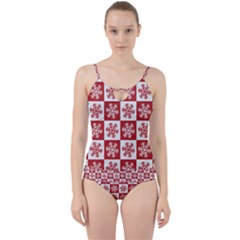 Snowflake Red White Cut Out Top Tankini Set