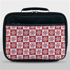 Snowflake Red White Lunch Bag by HermanTelo