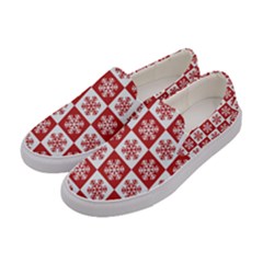 Snowflake Red White Women s Canvas Slip Ons by HermanTelo