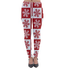 Snowflake Red White Lightweight Velour Leggings by HermanTelo