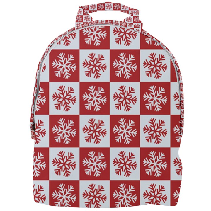 Snowflake Red White Mini Full Print Backpack