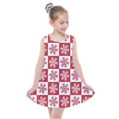 Snowflake Red White Kids  Summer Dress