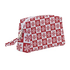 Snowflake Red White Wristlet Pouch Bag (medium)