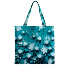 Stars Christmas Ice 3d Zipper Grocery Tote Bag by HermanTelo