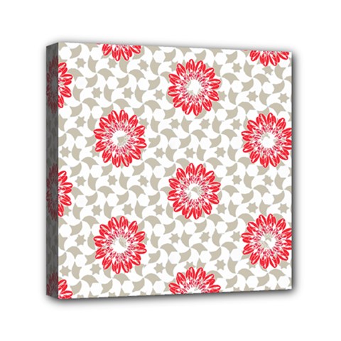 Stamping Pattern Red Mini Canvas 6  X 6  (stretched)