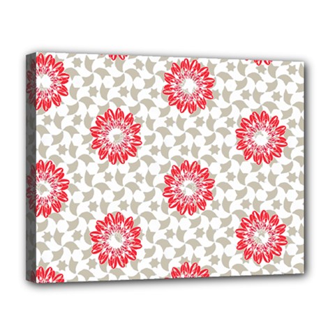 Stamping Pattern Red Canvas 14  X 11  (stretched)