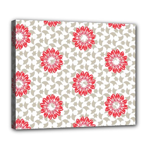 Stamping Pattern Red Deluxe Canvas 24  X 20  (stretched)