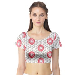 Stamping Pattern Red Short Sleeve Crop Top