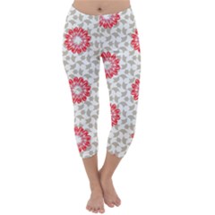 Stamping Pattern Red Capri Winter Leggings 