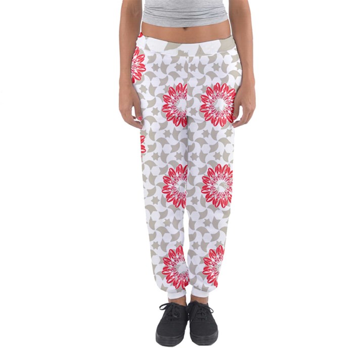 Stamping Pattern Red Women s Jogger Sweatpants