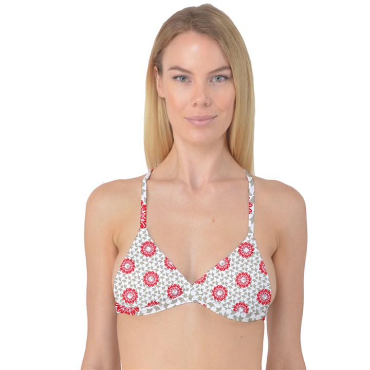 Stamping Pattern Red Reversible Tri Bikini Top