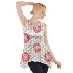 Stamping Pattern Red Side Drop Tank Tunic