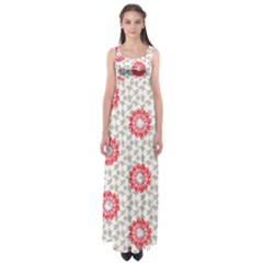 Stamping Pattern Red Empire Waist Maxi Dress